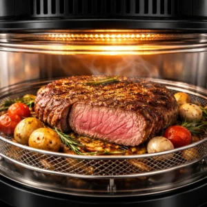 Стейк с румяной корочкой, приготовленный в аэрогриле